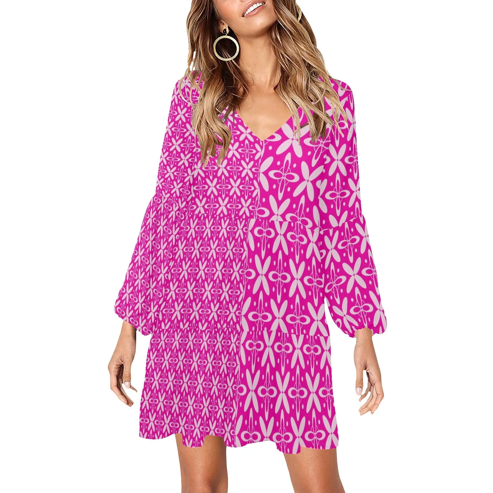 fuch chem 2 V-Neck Loose Fit Dress (Model D62)