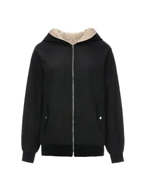 Full Zip-Up Hooded Fleece-Line Jacket