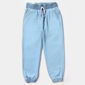 Girls Denim Stretch Pant Basic Jogger-Ice Blue