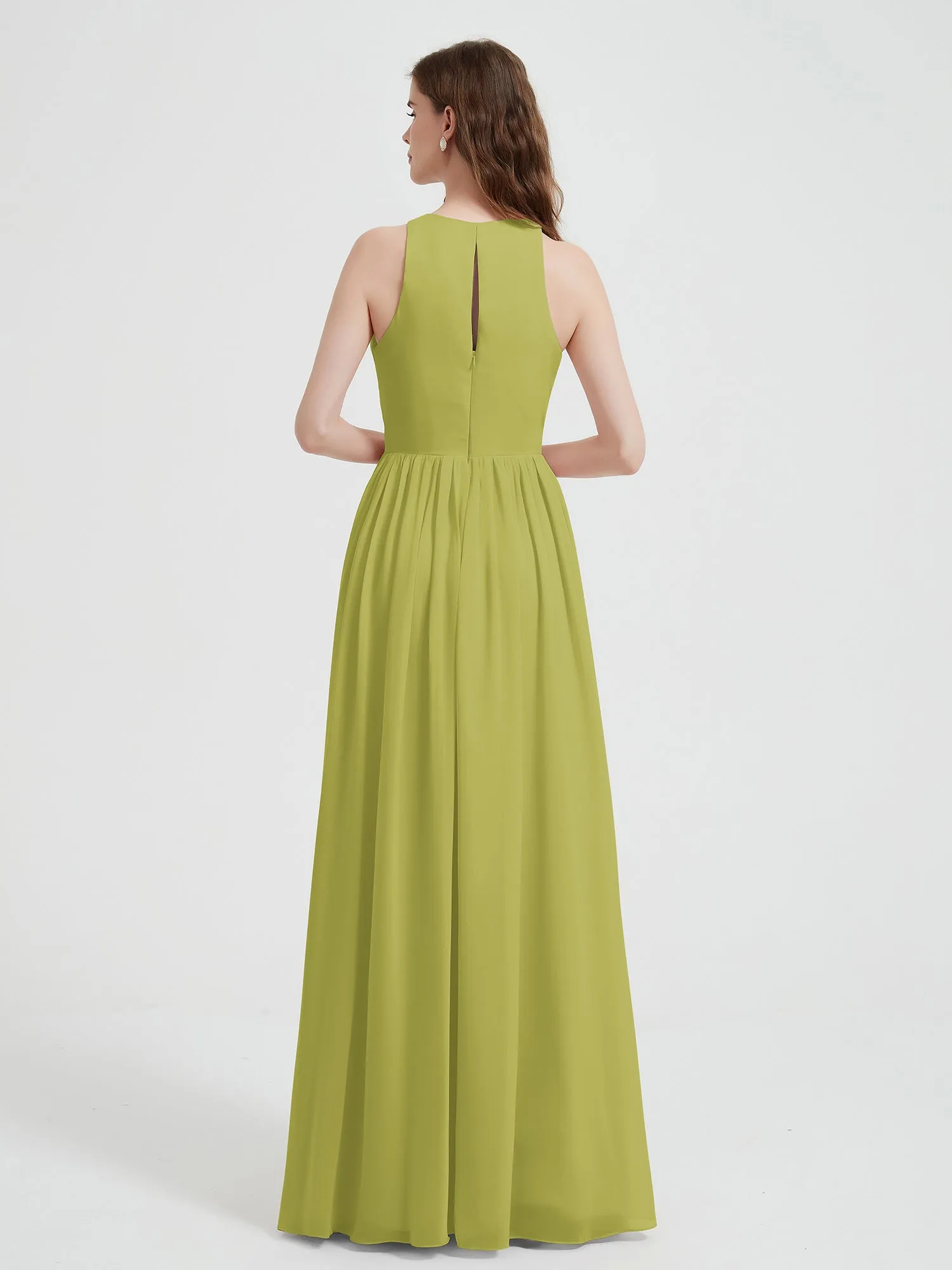 Halter Chiffon Simple Dress with Slit Clover Plus Size