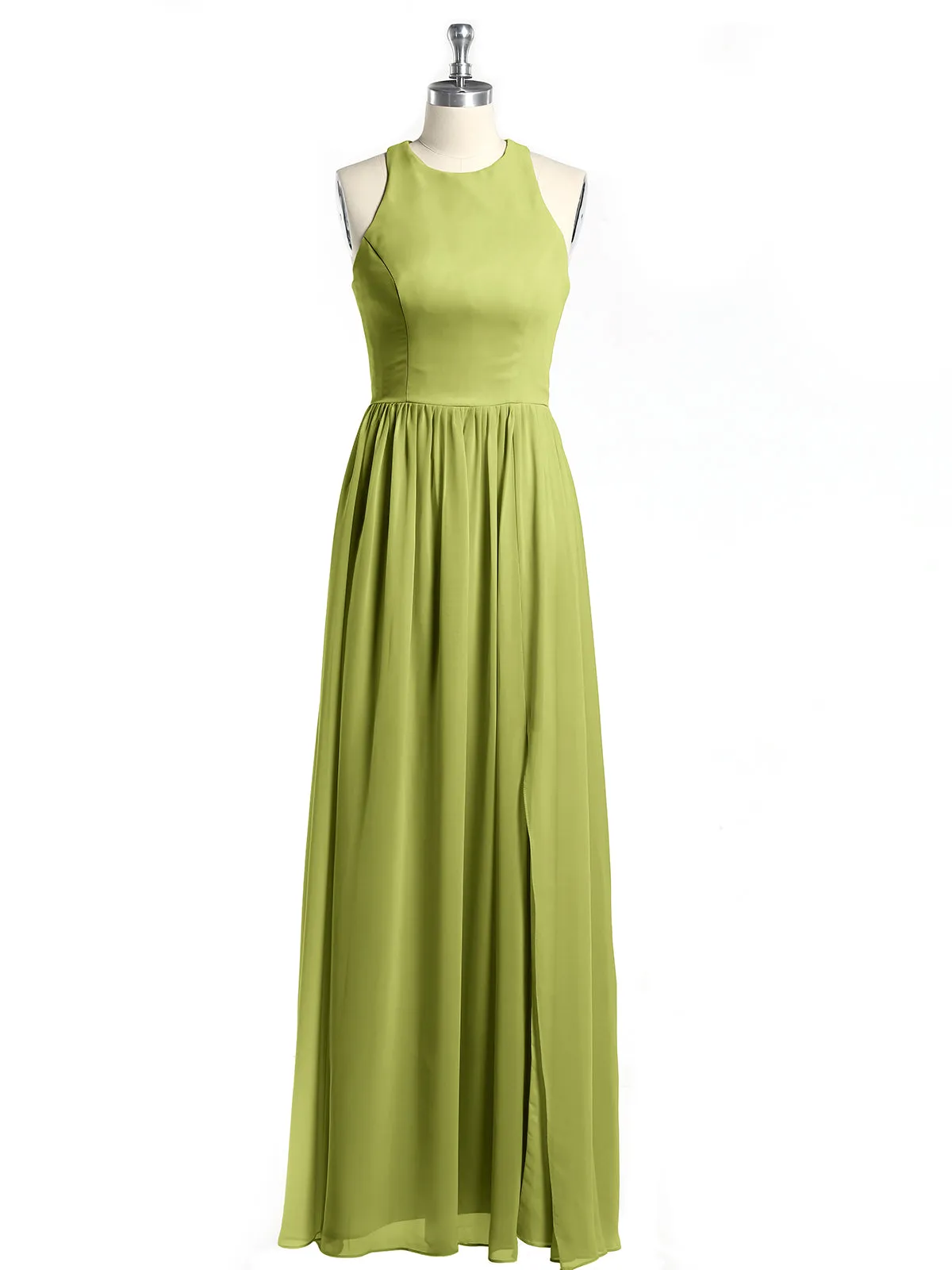 Halter Chiffon Simple Dress with Slit Clover Plus Size