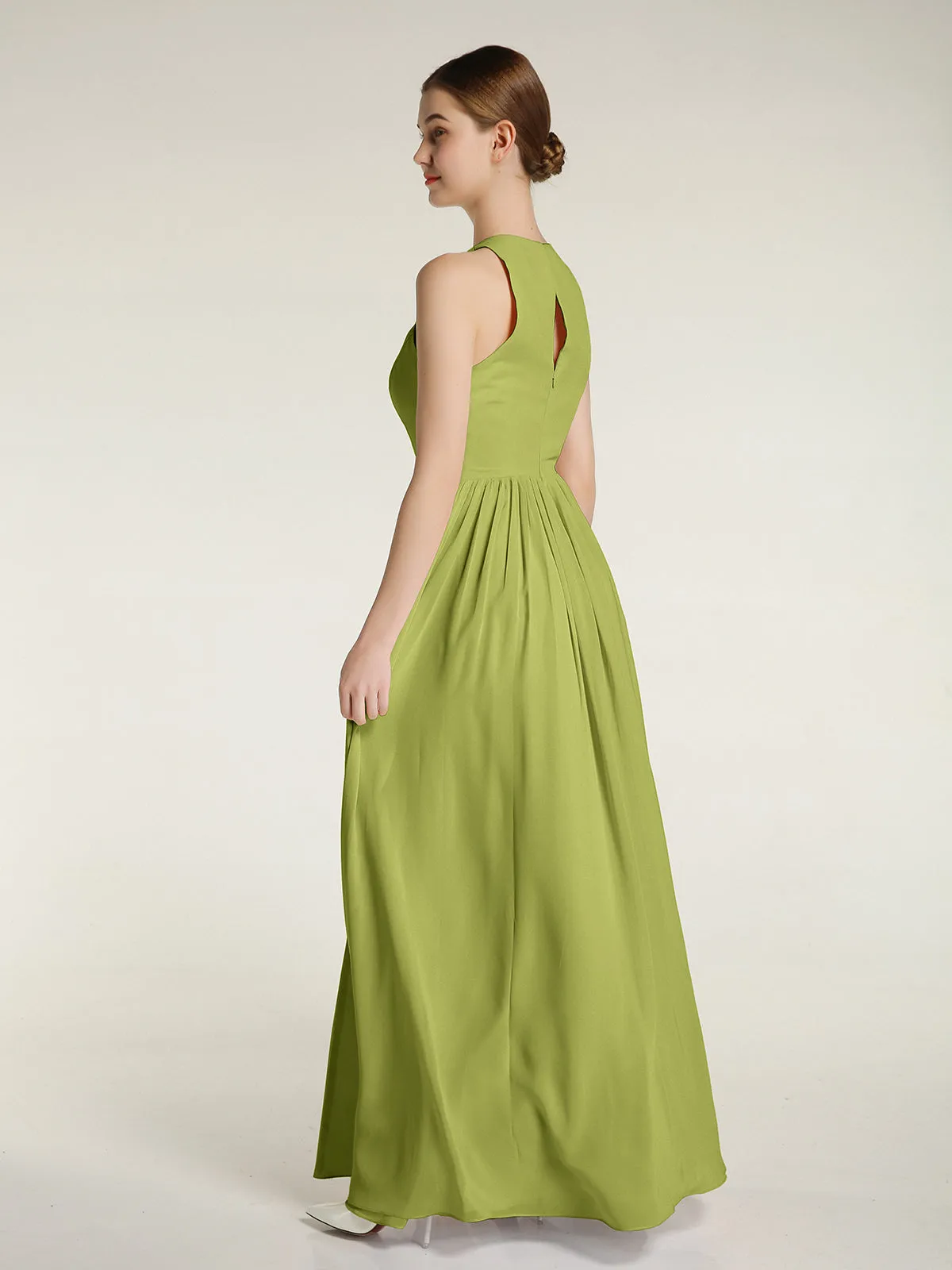 Halter Chiffon Simple Dress with Slit Clover Plus Size