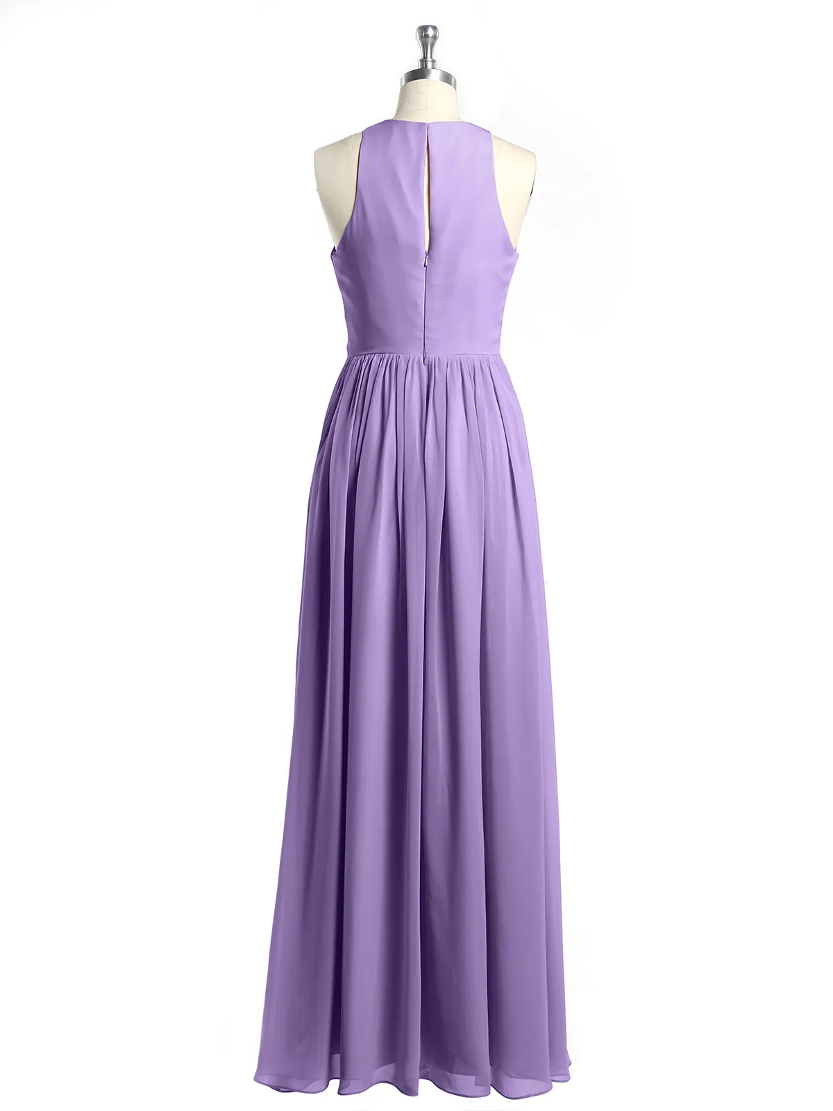 Halter Chiffon Simple Dress with Slit Tahiti Plus Size