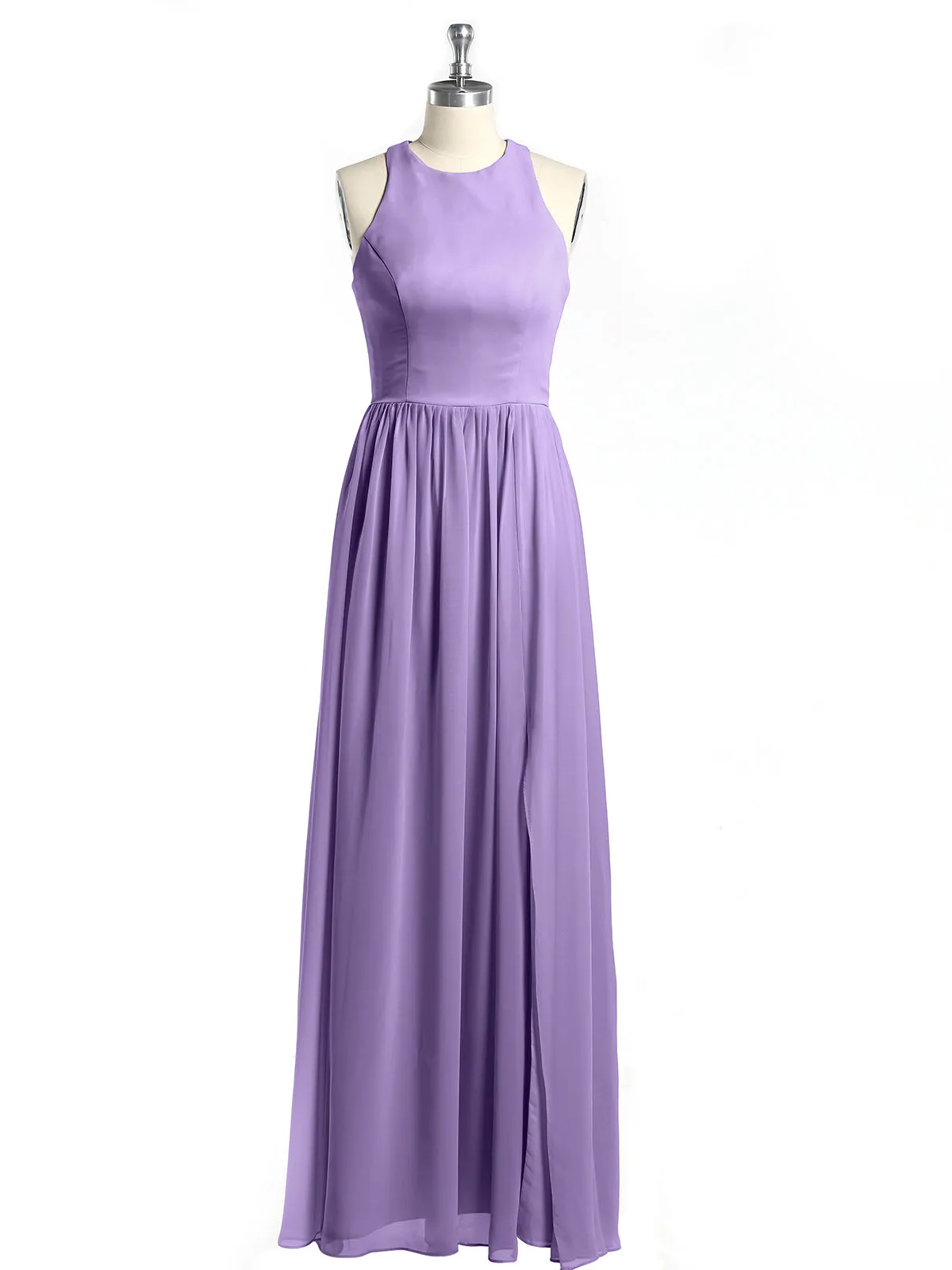 Halter Chiffon Simple Dress with Slit Tahiti Plus Size