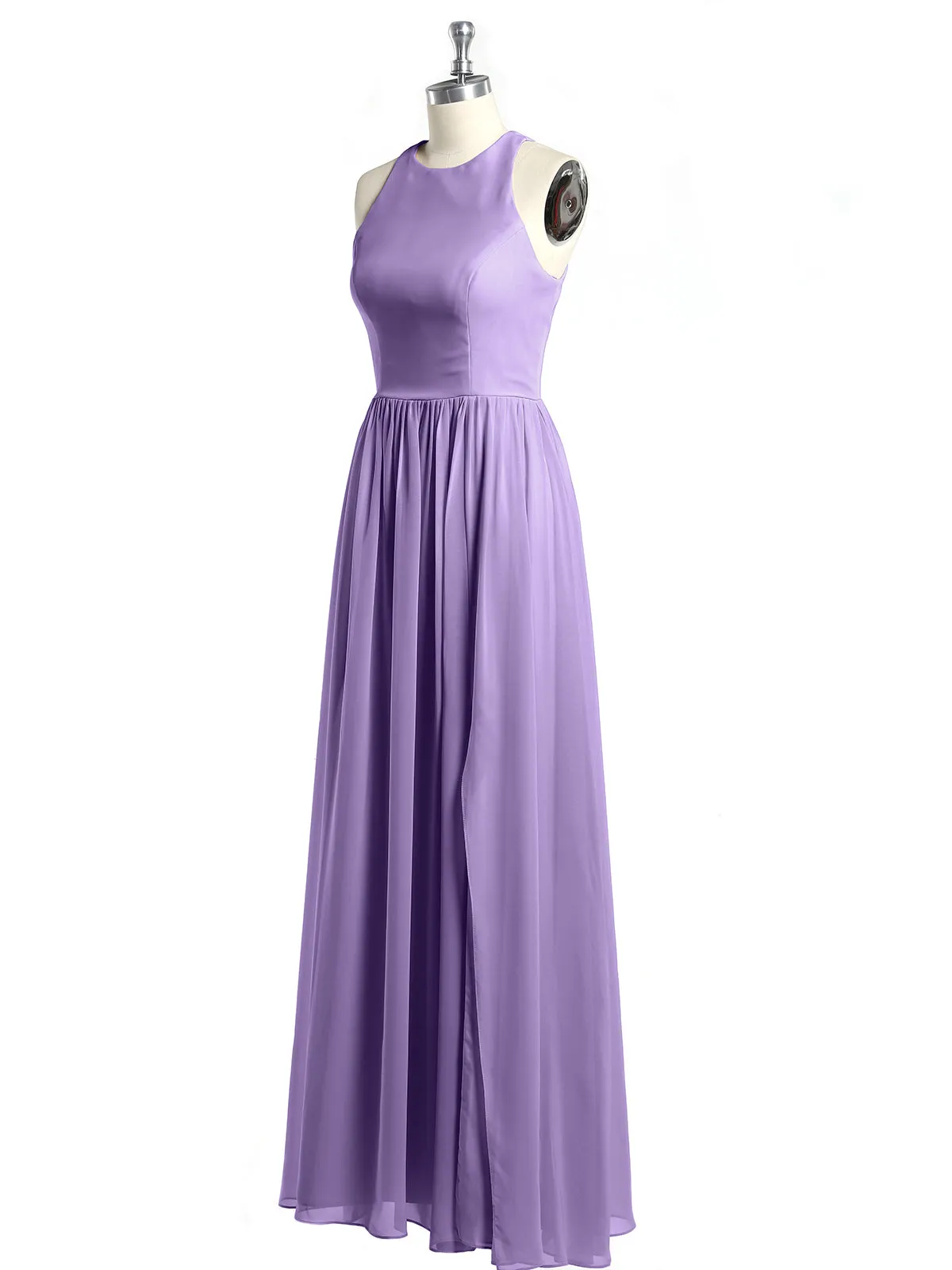 Halter Chiffon Simple Dress with Slit Tahiti Plus Size