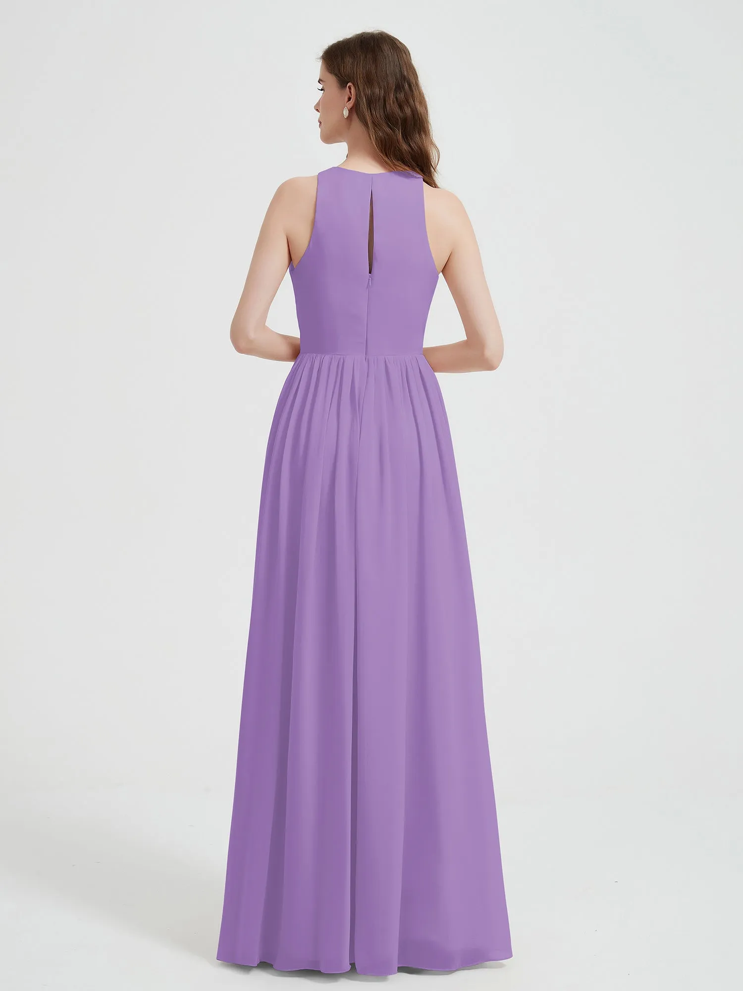 Halter Chiffon Simple Dress with Slit Tahiti Plus Size