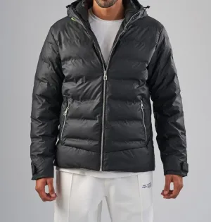 HOODED PUFFER JACKET  - BLACK