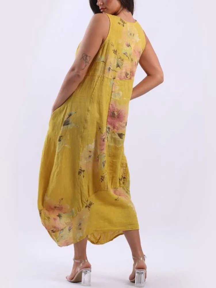 Italian Linen Sundress - Mustard