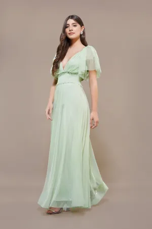 Lace & Beads Shelby Sage Green Maxi Dress