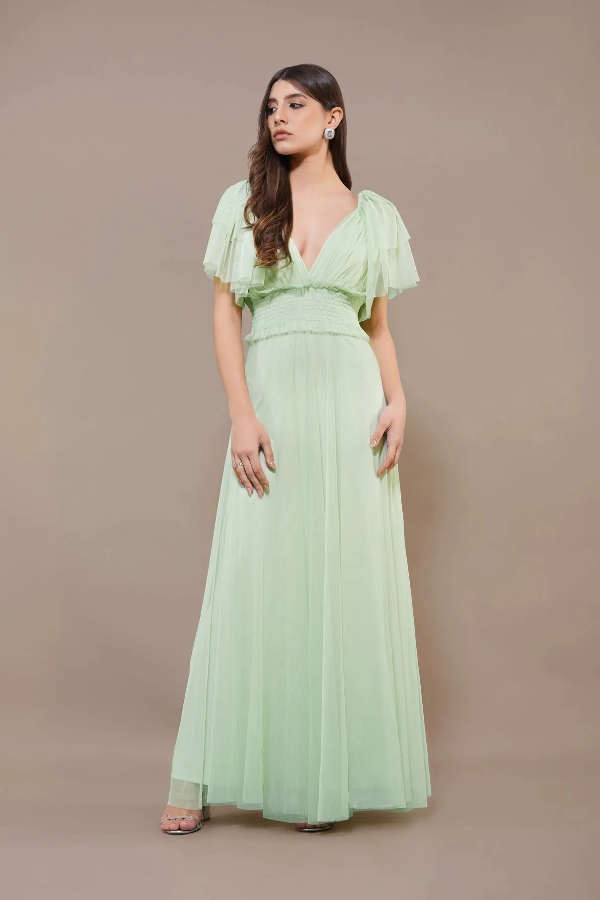 Lace & Beads Shelby Sage Green Maxi Dress