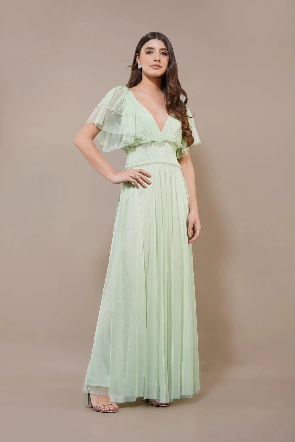 Lace & Beads Shelby Sage Green Maxi Dress