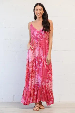 Lorelei Maxi Dress in Patchwork Pink