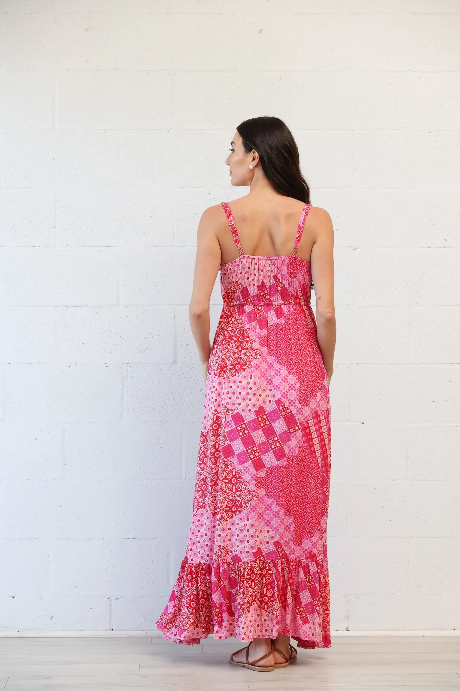 Lorelei Maxi Dress in Patchwork Pink