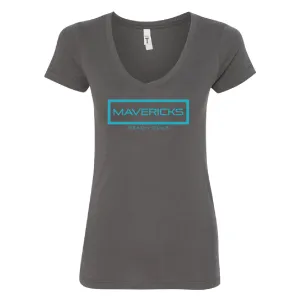 Mavericks Grey Women's V-Neck Tee