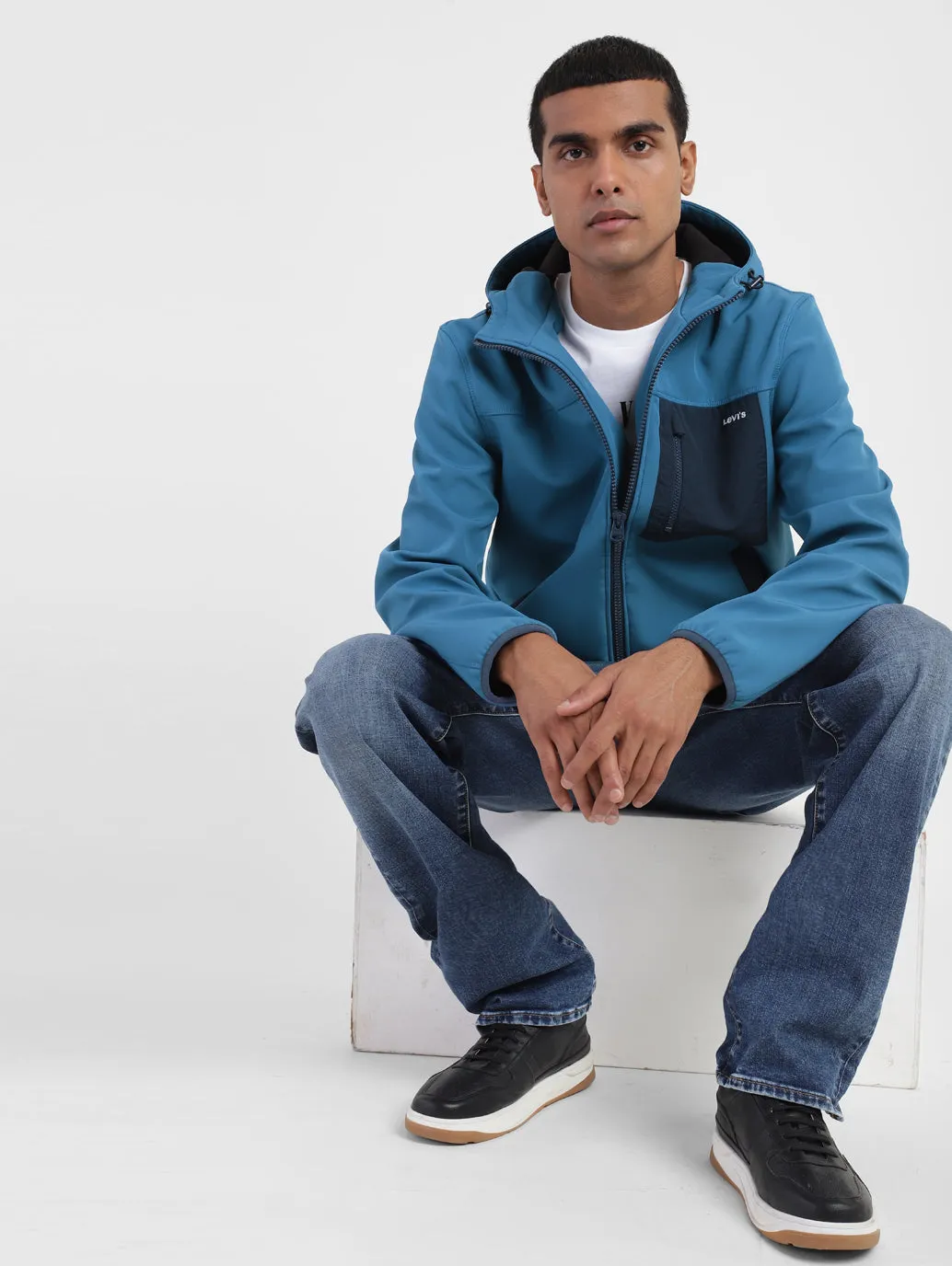Men's Colorblock Hooded Tailored Jacket