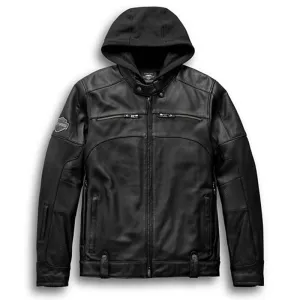 Men's Hooded Harley Davidson Biker Leather Jacket