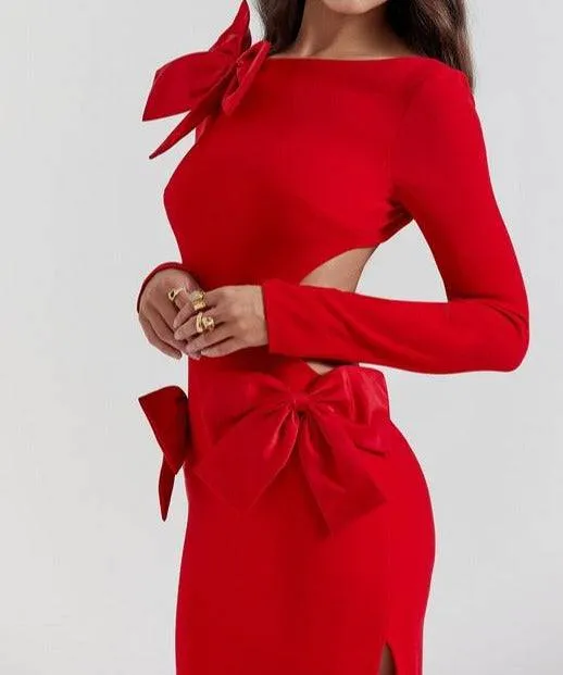 Merrell Bow Detail new year Maxi Dress