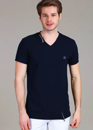 Navy Zipper "Fabrizio" Tee