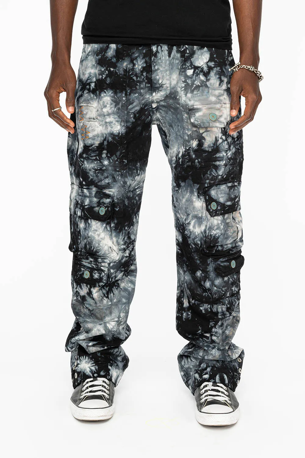 ORIGINAL ROBIN’S JEAN CALL OF DUTY CARGO PANTS IN CRYSTAL TIE DYE BLK