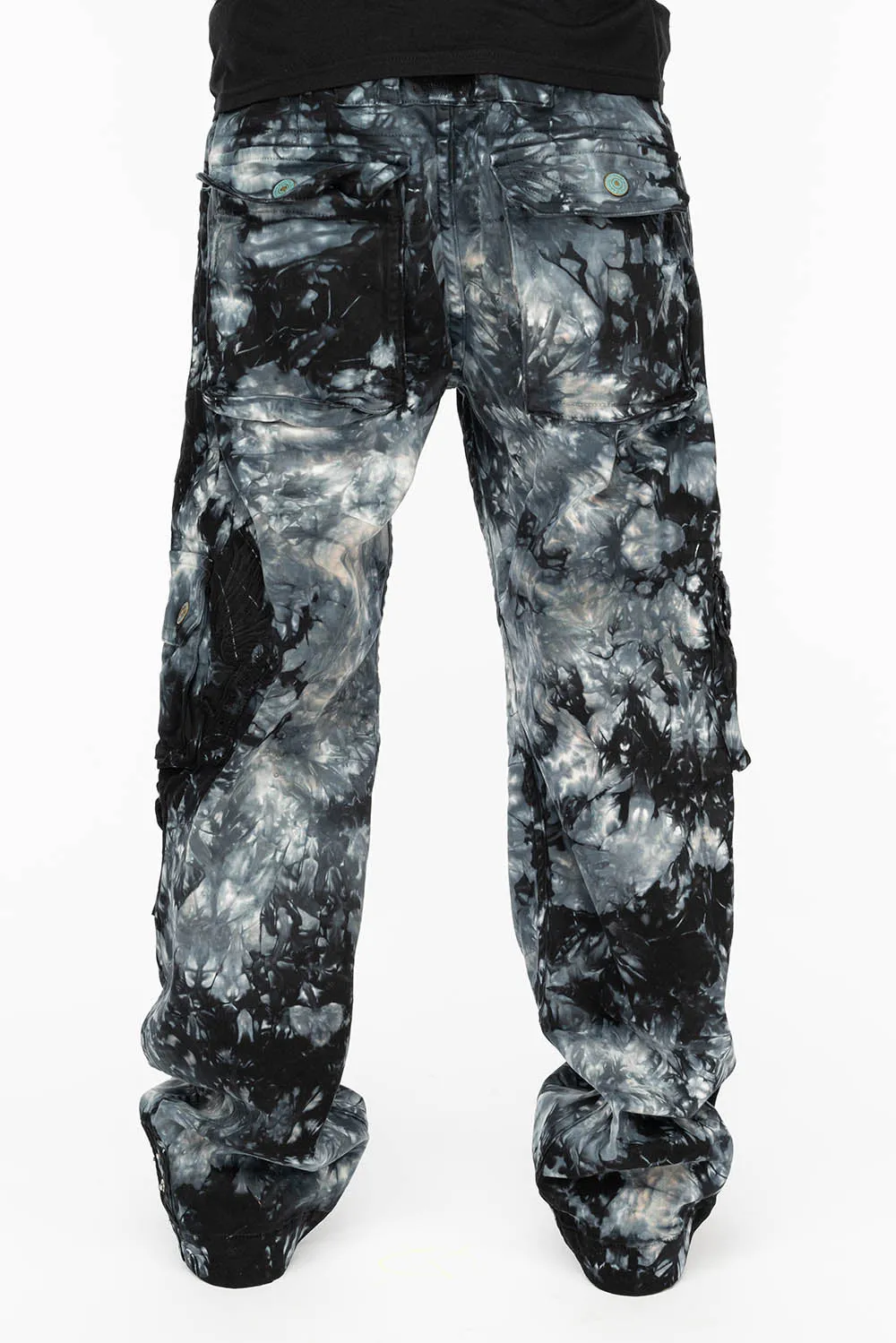 ORIGINAL ROBIN’S JEAN CALL OF DUTY CARGO PANTS IN CRYSTAL TIE DYE BLK