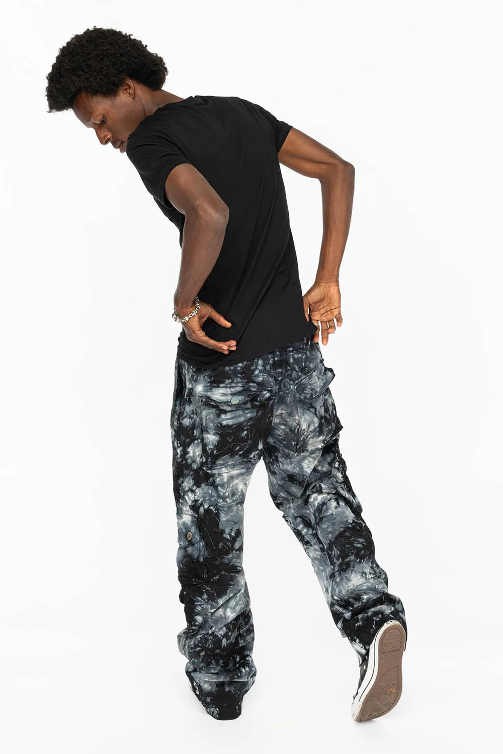 ORIGINAL ROBIN’S JEAN CALL OF DUTY CARGO PANTS IN CRYSTAL TIE DYE BLK
