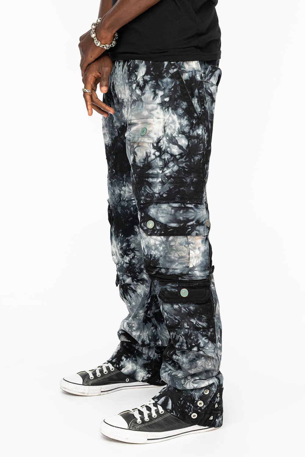 ORIGINAL ROBIN’S JEAN CALL OF DUTY CARGO PANTS IN CRYSTAL TIE DYE BLK