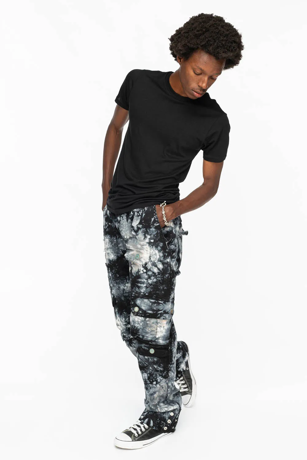 ORIGINAL ROBIN’S JEAN CALL OF DUTY CARGO PANTS IN CRYSTAL TIE DYE BLK