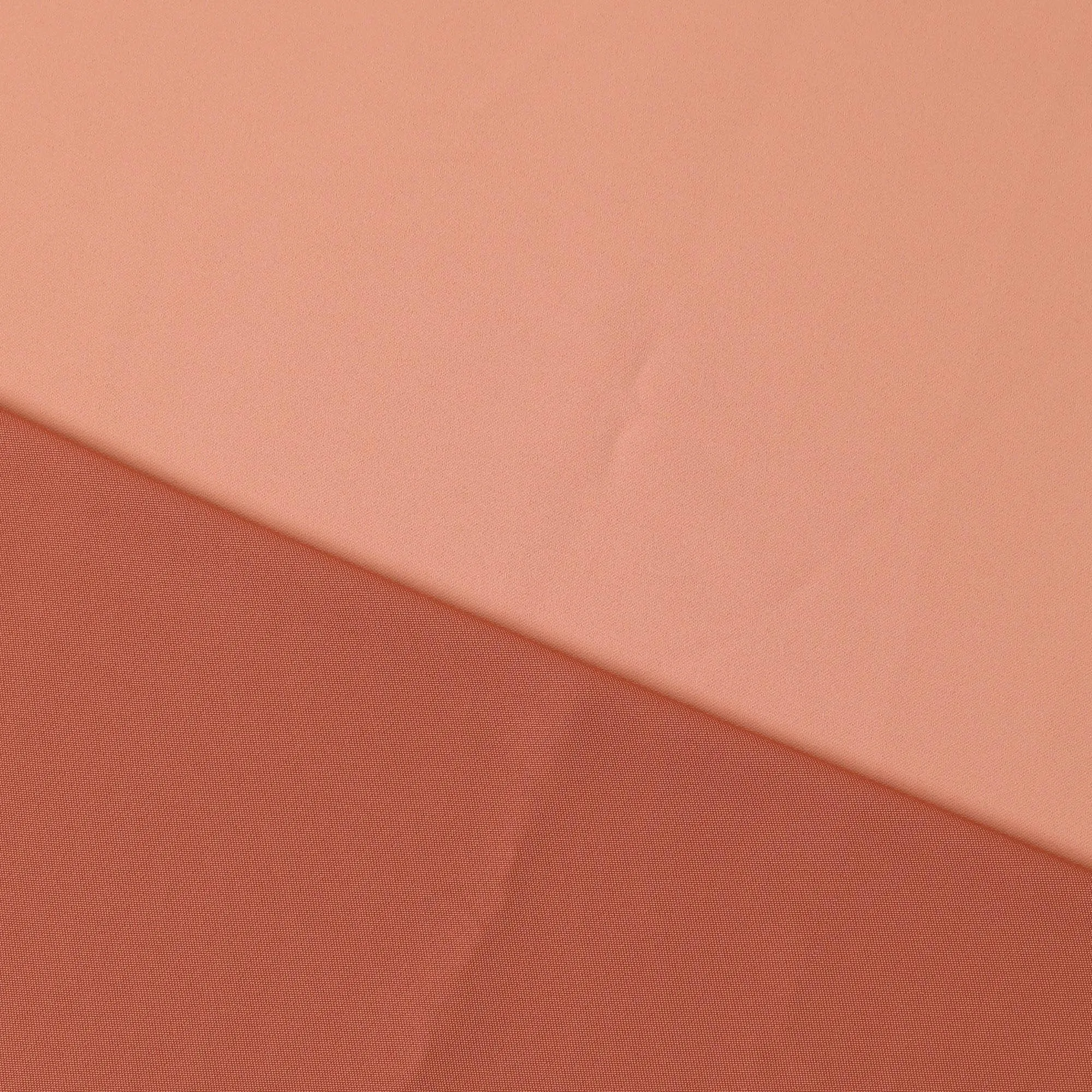 Peach, Rusty brown plain two tone synthetic reversible crepe fabric-D10682