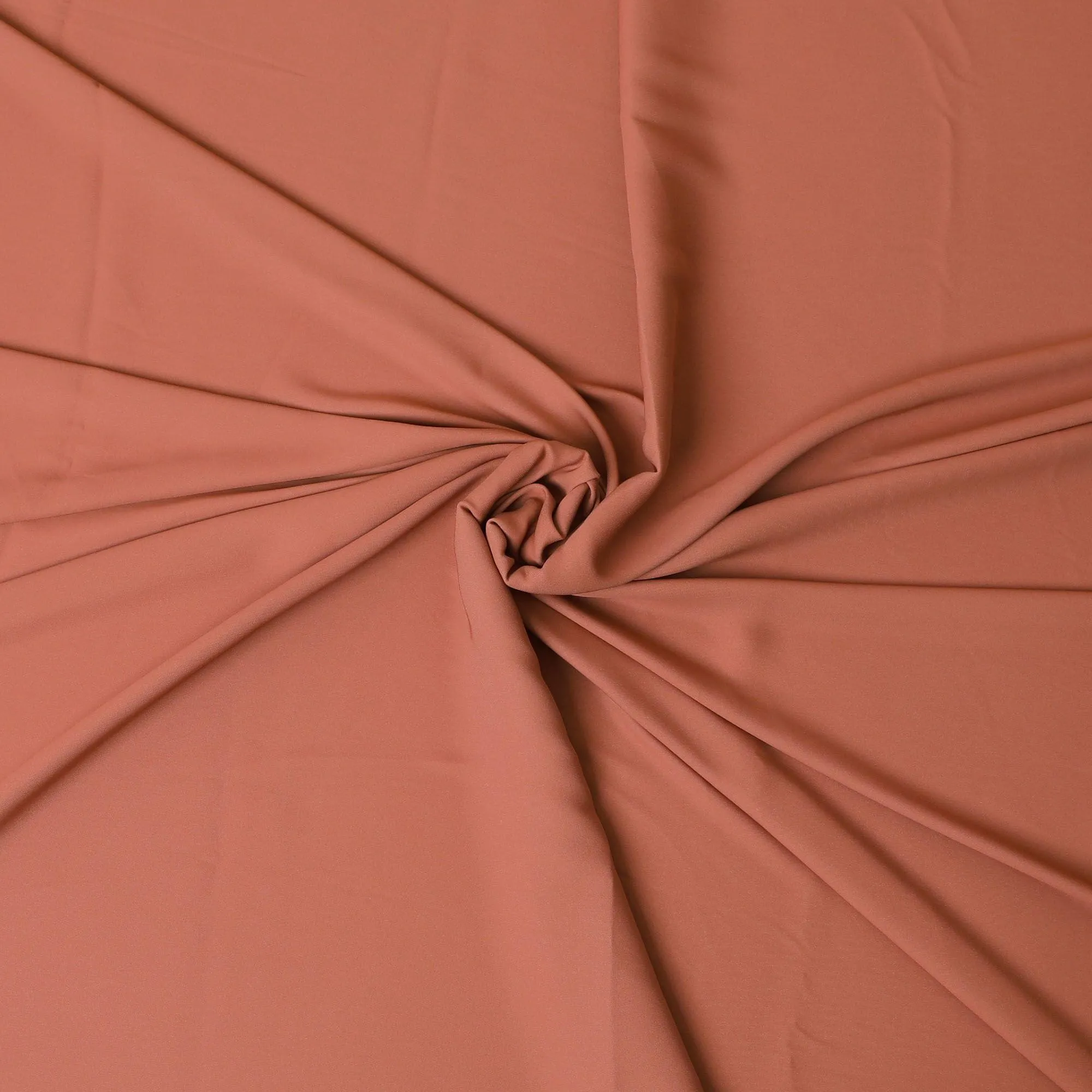Peach, Rusty brown plain two tone synthetic reversible crepe fabric-D10682
