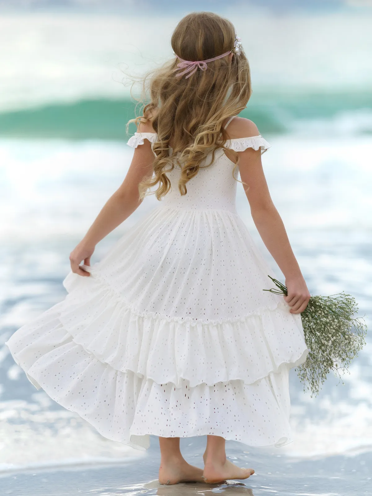 Purest Love Flutter Sleeve Eyelet Maxi Dress