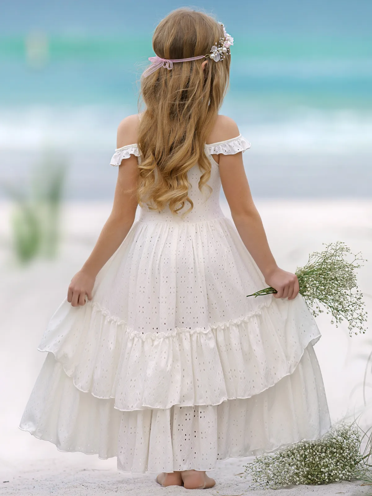 Purest Love Flutter Sleeve Eyelet Maxi Dress