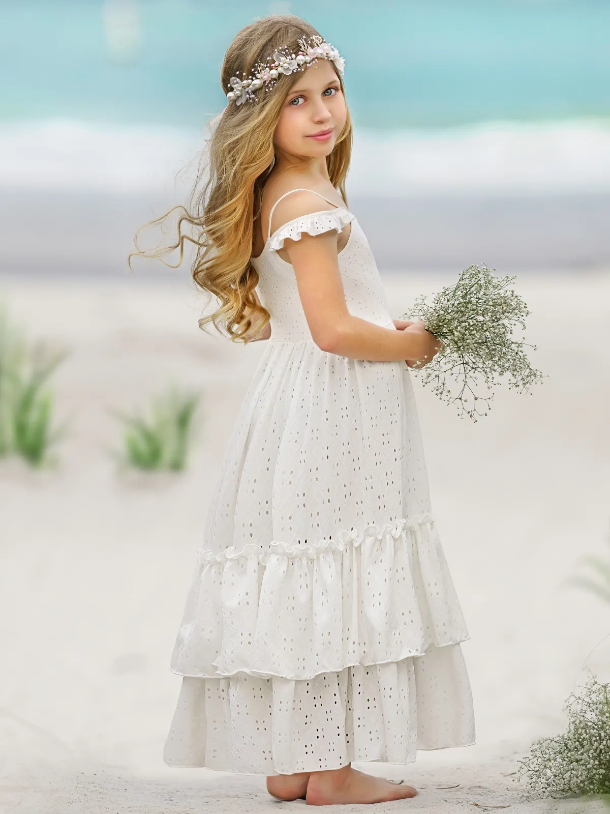 Purest Love Flutter Sleeve Eyelet Maxi Dress