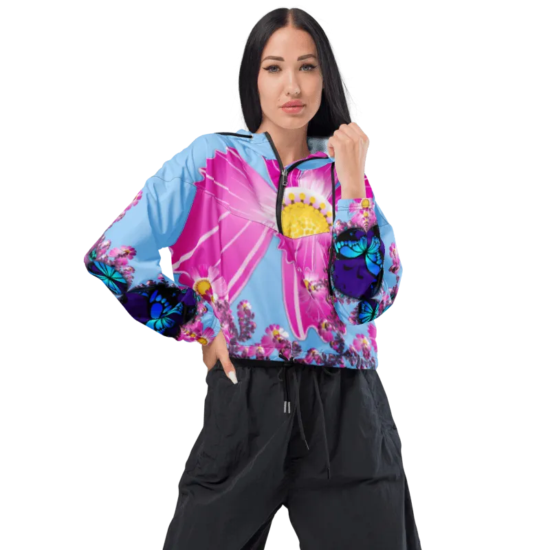 "Mystical Butterfly Bliss" Collection - Women’s Cropped Windbreaker