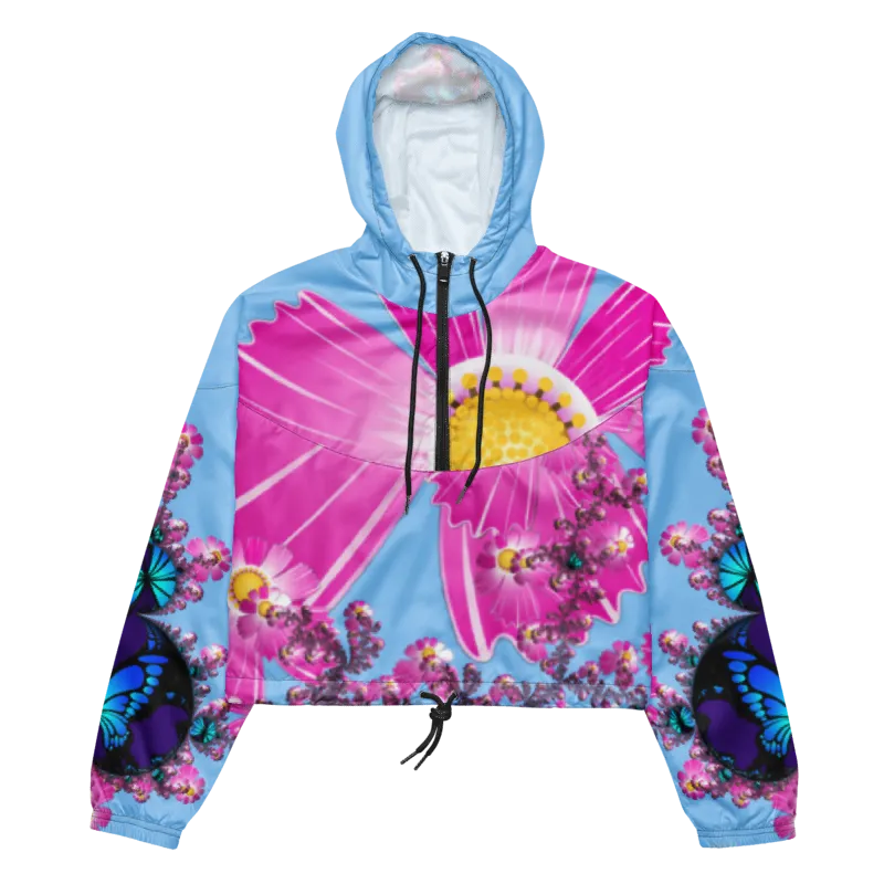 "Mystical Butterfly Bliss" Collection - Women’s Cropped Windbreaker