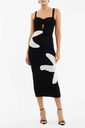 Rebecca Vallance Kiyo Bralette Knit Midi Dress in Black Size AU 10