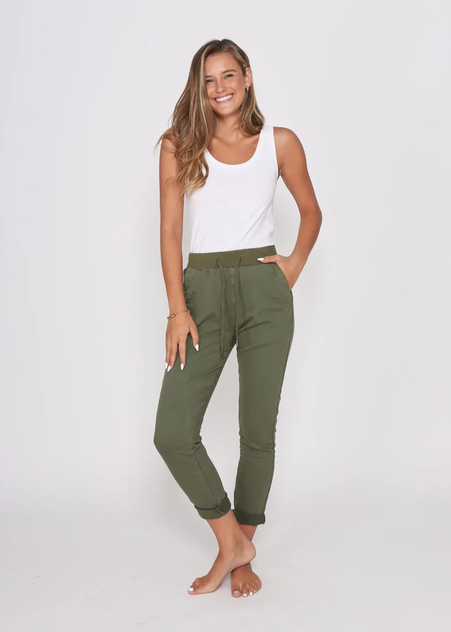 RILEY DENIM JOGGERS- KHAKI