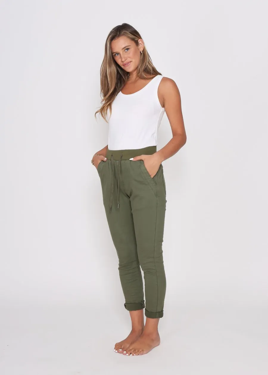RILEY DENIM JOGGERS- KHAKI