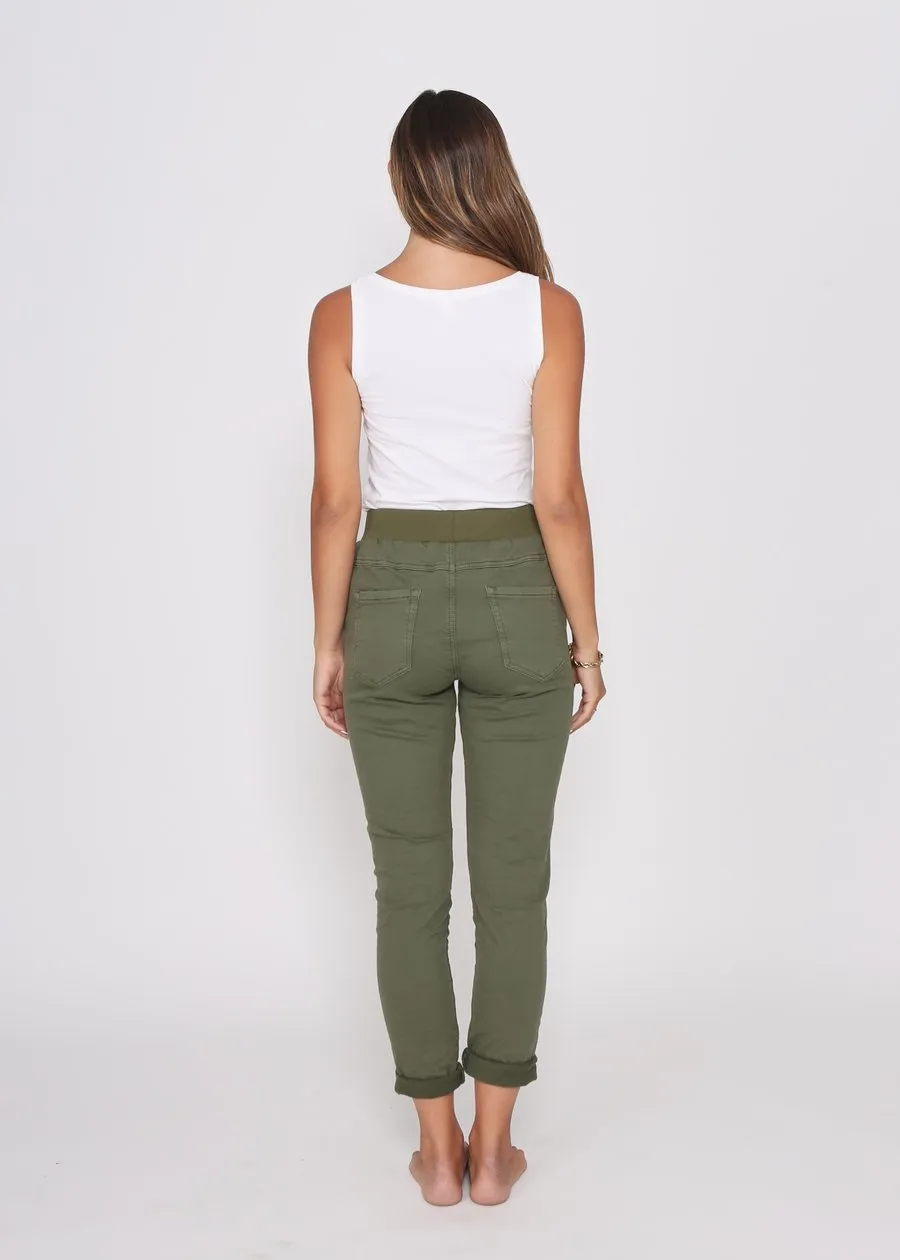 RILEY DENIM JOGGERS- KHAKI