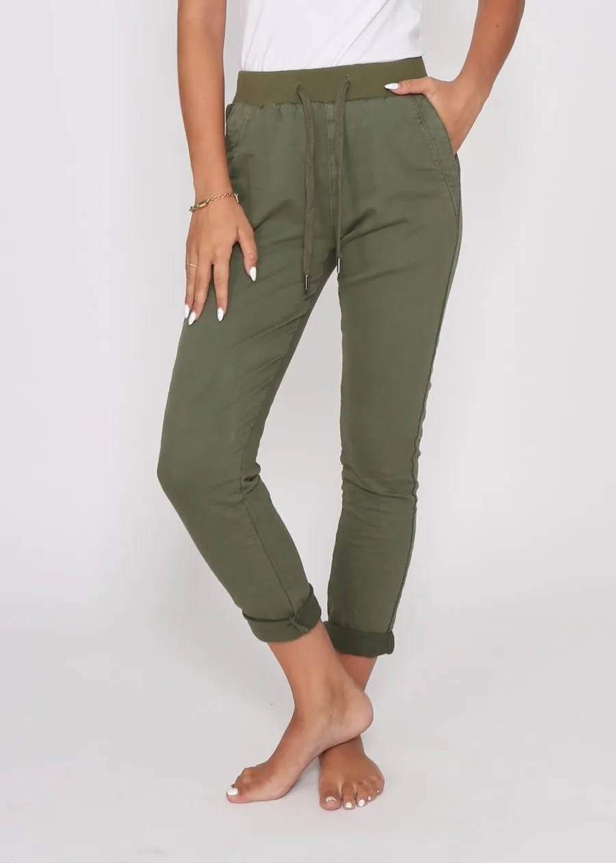 RILEY DENIM JOGGERS- KHAKI