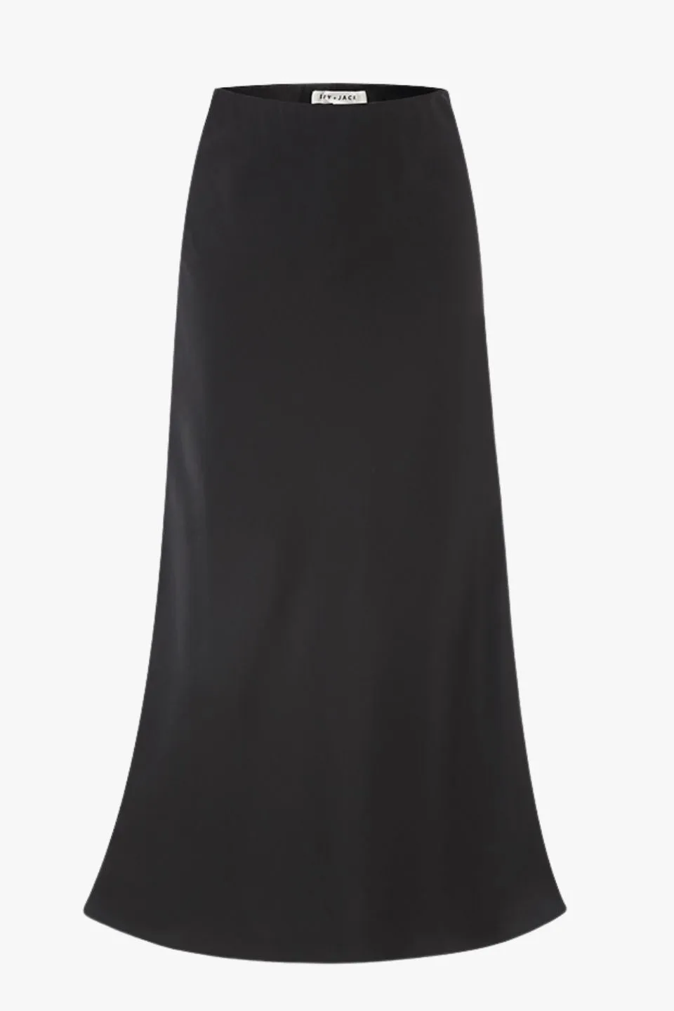 Rosette Black Satin Bias Midi Skirt