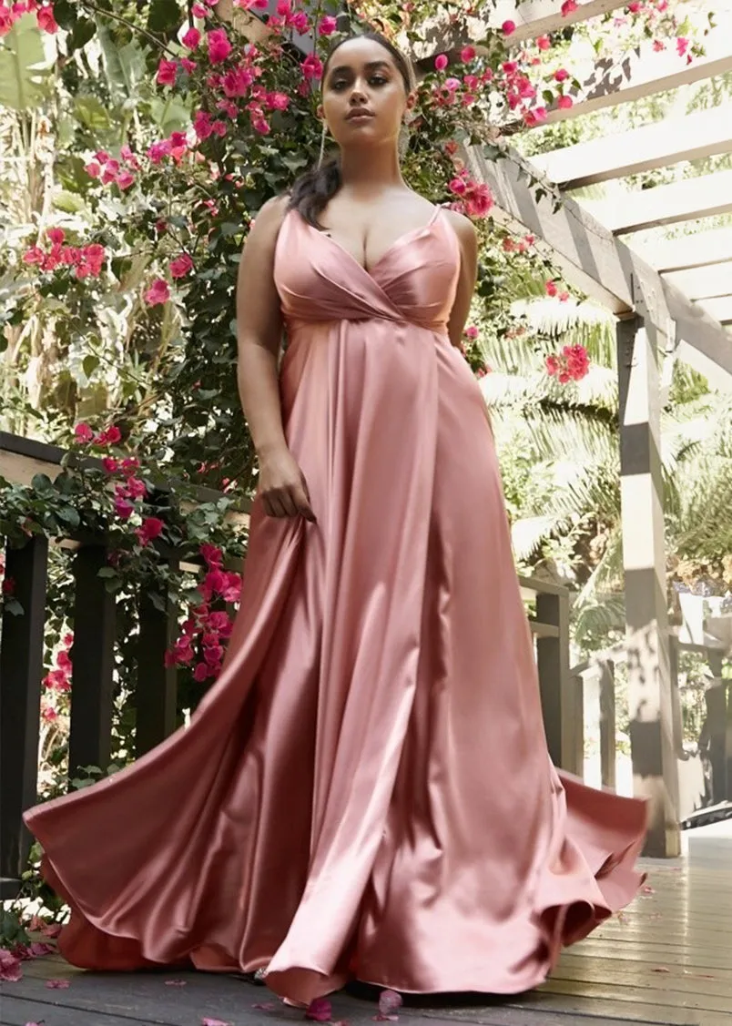 Roxy Satin Sweetheart Flow Maxi Dress Dusty Blue