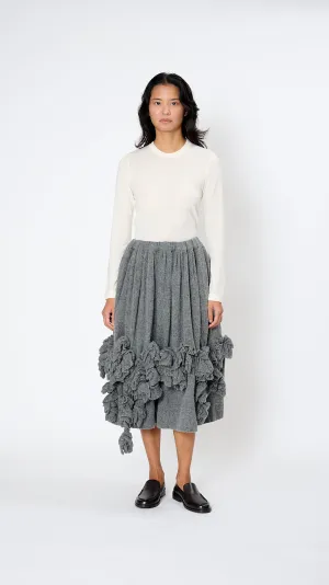 Ruffle Midi Skirt in Grey