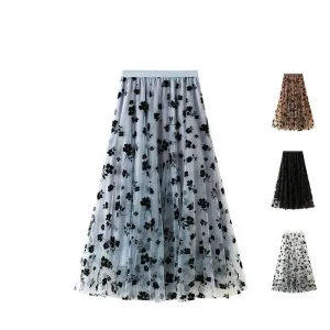 Thin Drape Pleated Mesh Skirt