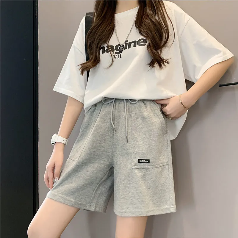 Trendy Hot Pants Gym Shorts Women Summer Casual Student High Waist Jogging Loose Cotton Bermuda Shorts