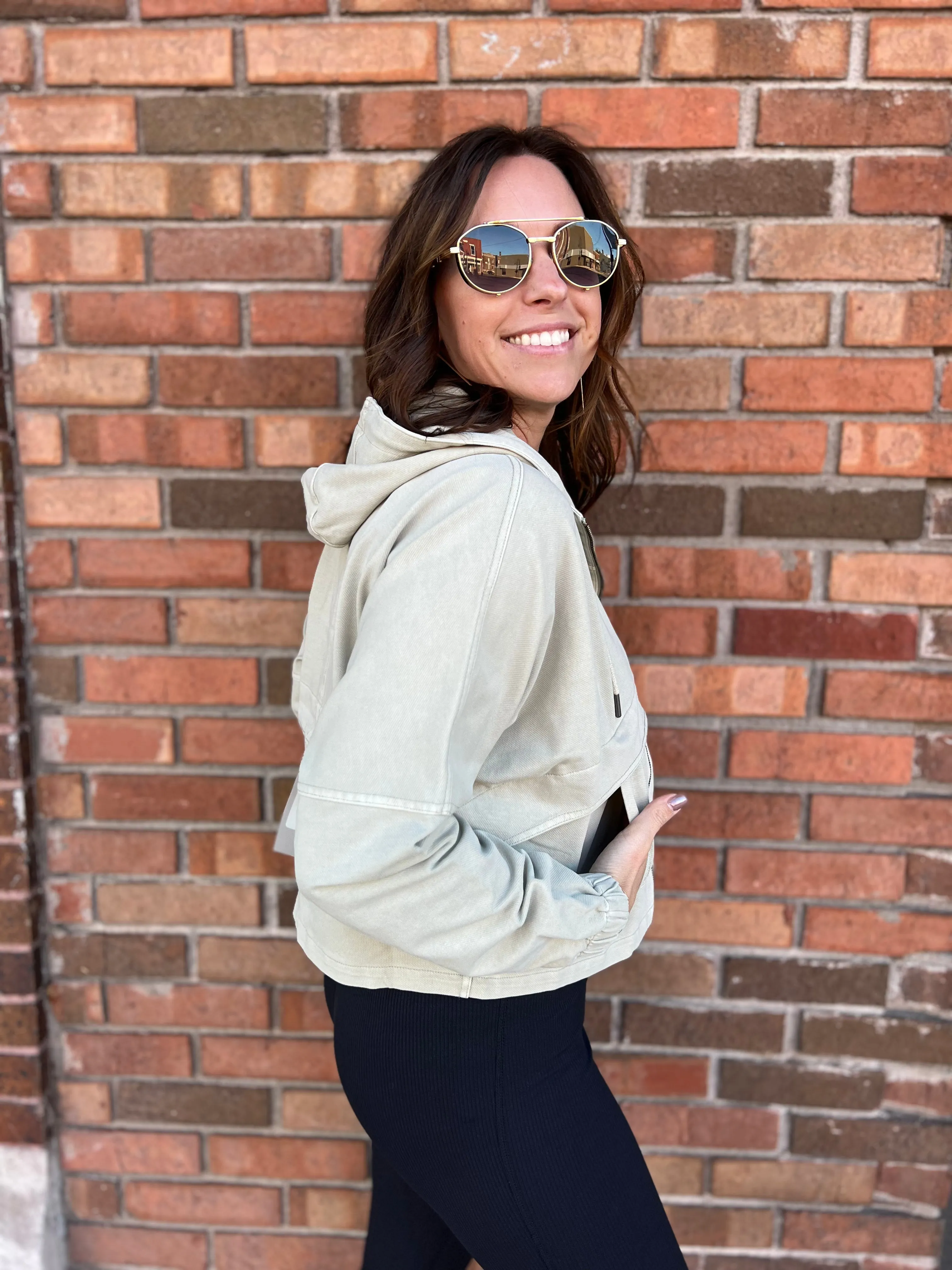 Utility Style Canvas Zip Up Jacket