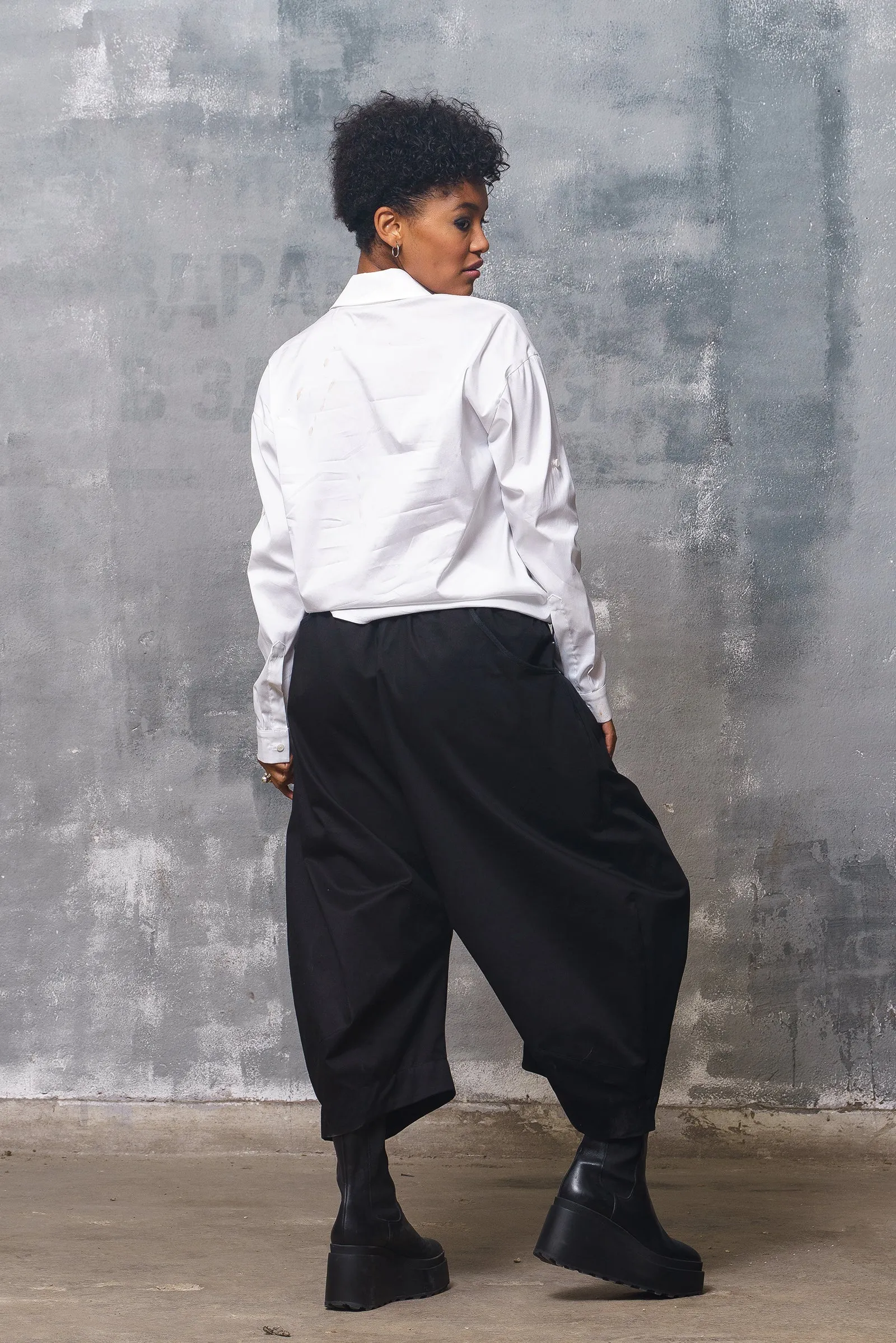 White V-neck Cotton Shirt