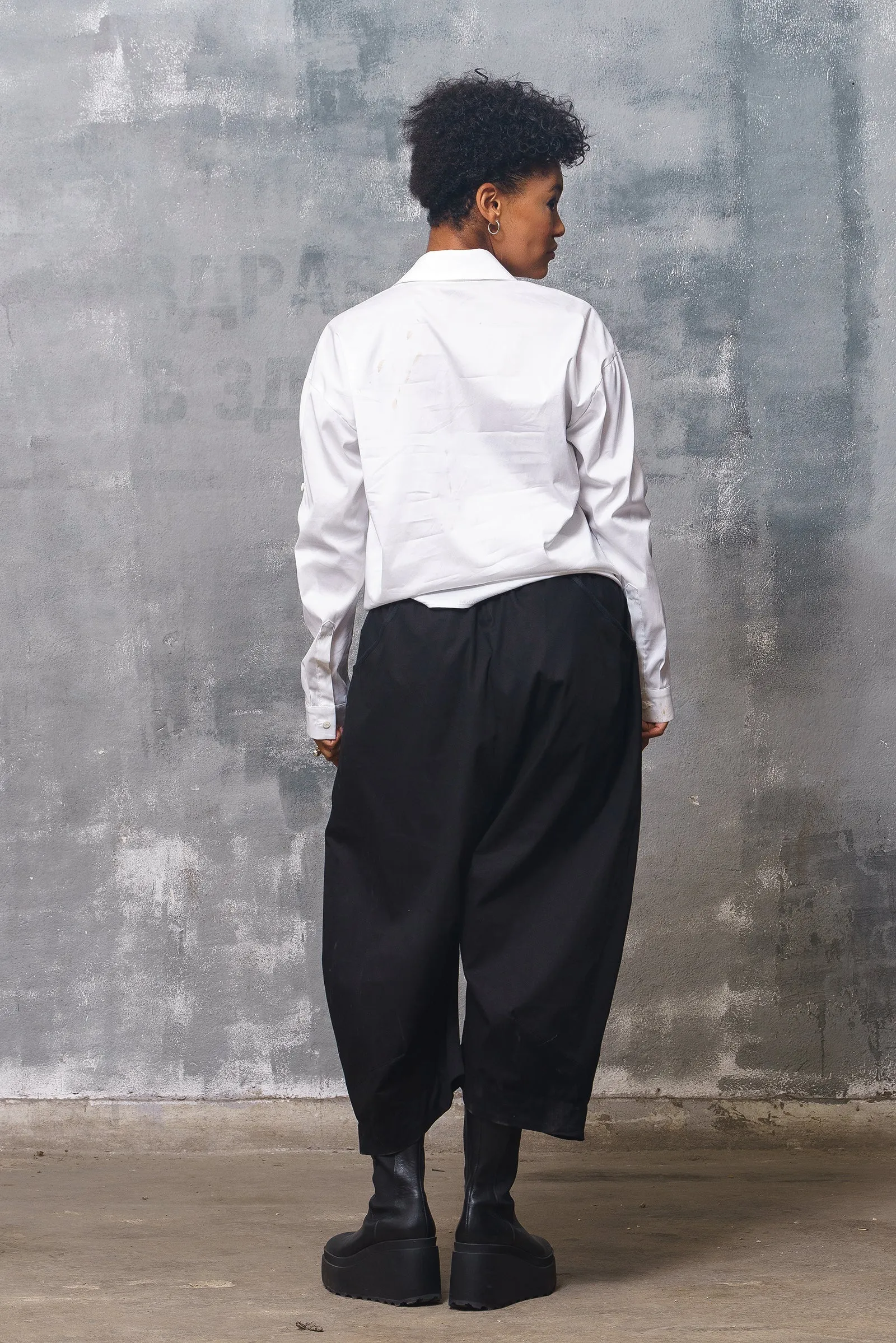 White V-neck Cotton Shirt