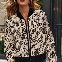 Women Autumn Bomber Jacket Coat Long Sleeve Zip Up Outwear