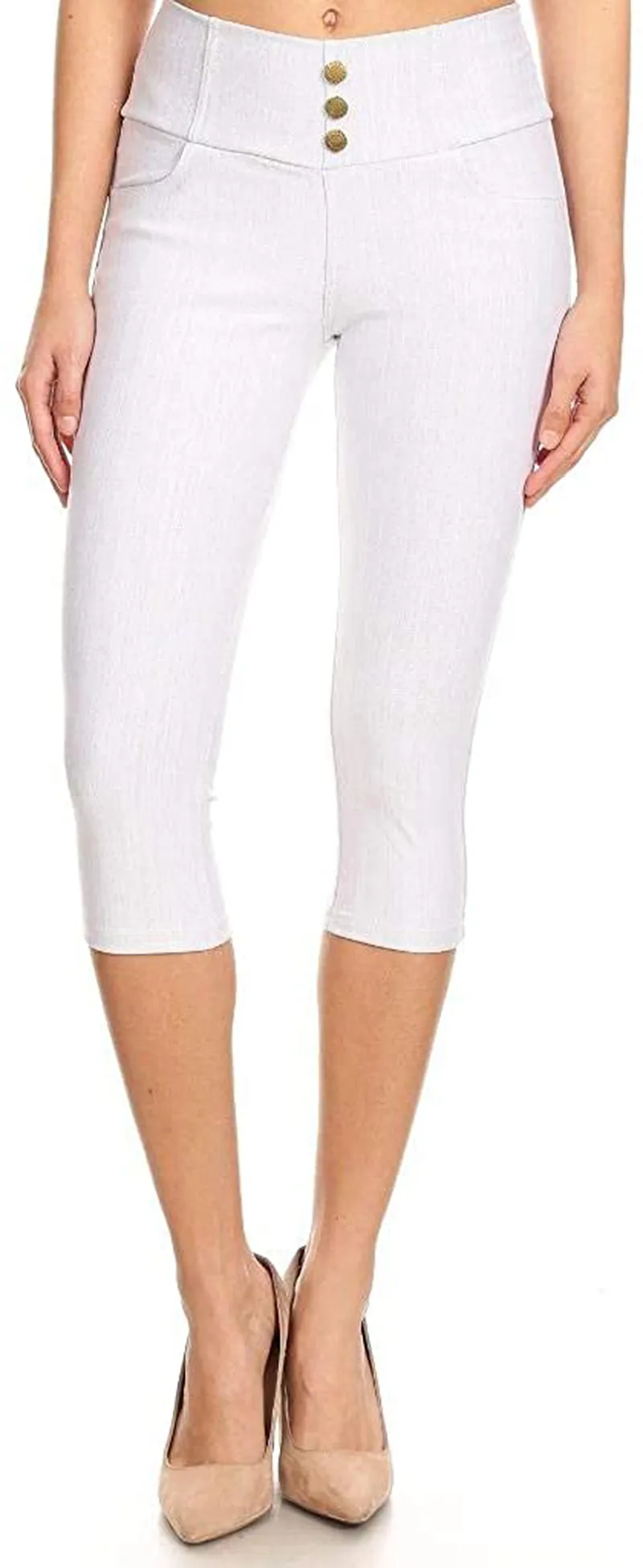 Women's High Waist Stretch Skinny Soft Denim Capri Jegging Pant Reg-Plus Size