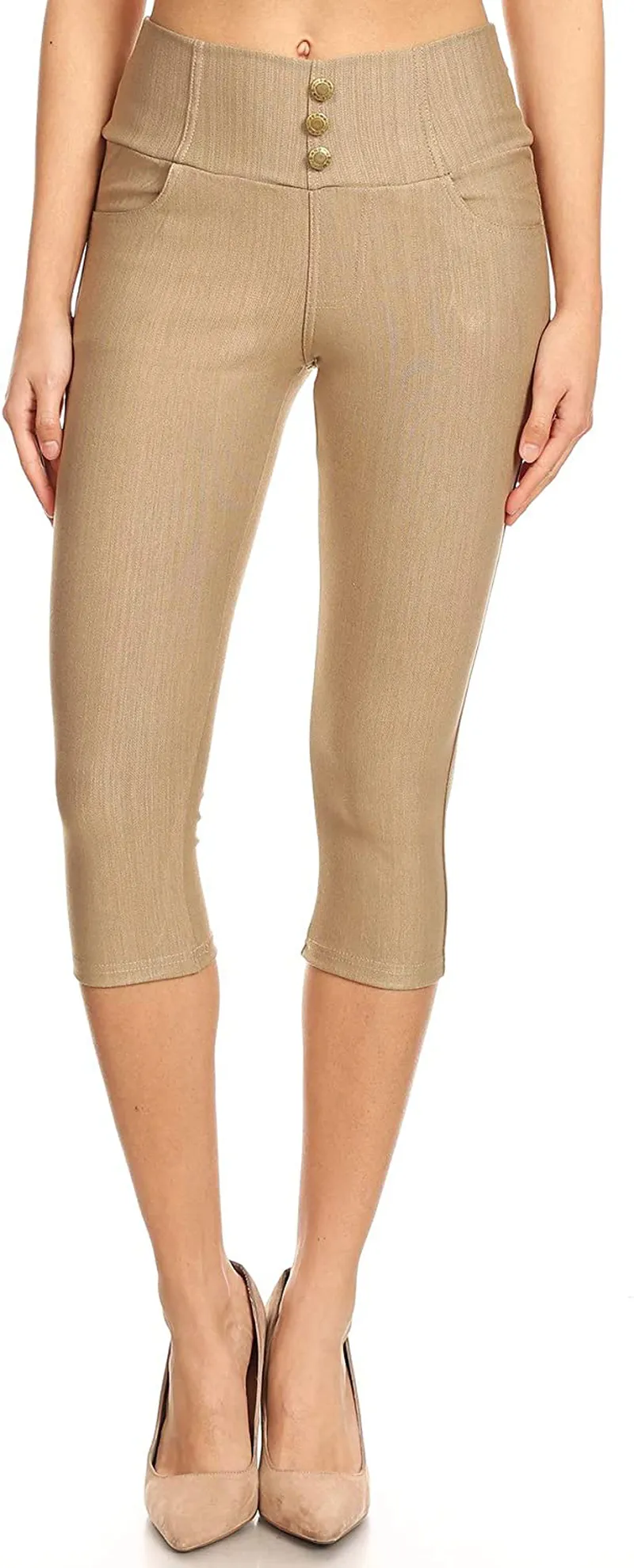 Women's High Waist Stretch Skinny Soft Denim Capri Jegging Pant Reg-Plus Size